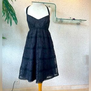 Betsy Johnson Black lace halter dress